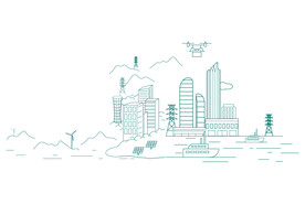 城市电力线描图