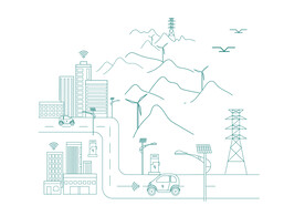 输电电力智慧城市线描图