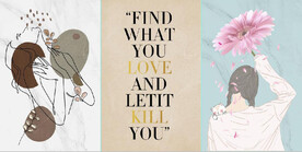 现代抽象菊花美女装饰无框画