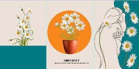 现代北欧风白菊花美女装饰无框画