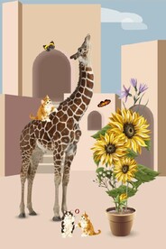 现代立体空间长颈鹿玄关装饰画