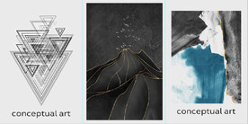 现代抽象水墨山脉风景装饰画