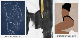 现代北欧抽象水墨美女线条装饰画