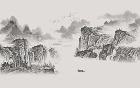 新中式水墨山水风景国画背景墙