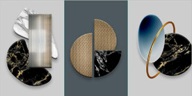 晶瓷现代抽象立体几何装饰无框画