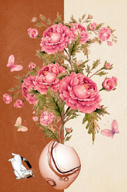 现代玫瑰花花瓶玄关装饰画