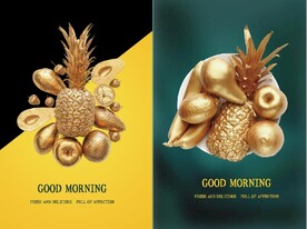 晶瓷金色水果餐饮装饰无框画