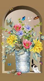 北欧风3D拱门花瓶玄关装饰画