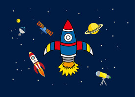 太空星球宇宙飞船矢量图图片