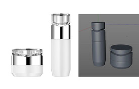 波浪水晶盖精华瓶+霜C4D模型