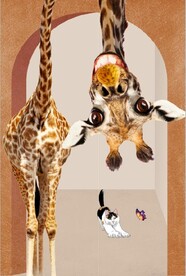 北欧风3D拱门长颈鹿玄关装饰画