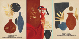 现代北欧风美女花瓶装饰无框画