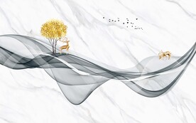 新中式大理石电视背景墙