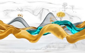 新中式大理石电视背景墙