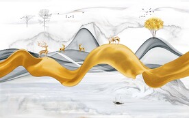 新中式大理石电视背景墙