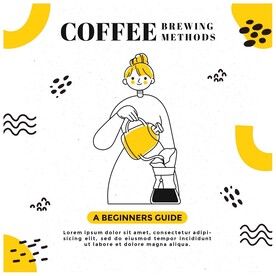 手绘卡通手冲咖啡海报