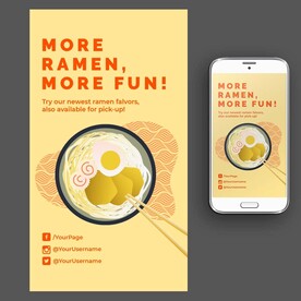 日式线描拉面海报