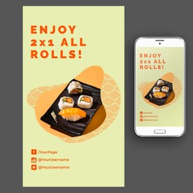 日式线描寿司海报