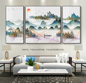 创意山水画客厅装饰画无框画挂画
