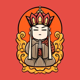 手绘国潮唐僧插画