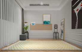 北欧卧室背景墙3D直播场景空景