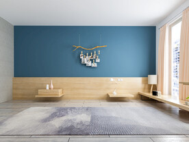 北欧风卧室背景墙3D效果图空景