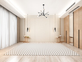 北欧风卧室背景墙3D效果图空景