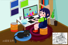 插画人物 矢量文件