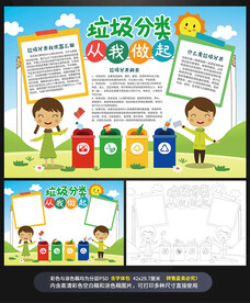 垃圾分类绿色环保小报手抄报