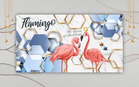 轻奢简约六边形火烈鸟电视背景墙