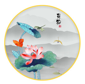 荷花 圆形画