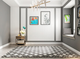 北欧风卧室背景墙3D效果图空景