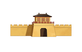 插画 城堡城墙 敦煌沙漠 古建