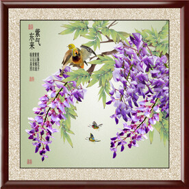 高清紫藤花正方型装饰画