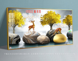 梅花鹿鹅卵石装饰画