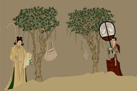 敦煌壁画17窟近侍女与比丘尼