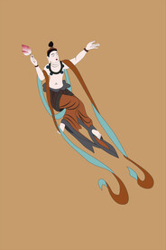 敦煌莫高窟壁画121窟献花飞天