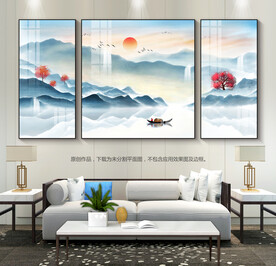 客厅装饰画新中式山水装饰画挂画