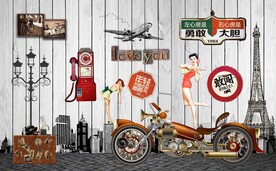 复古怀墙英伦风酒吧工装背景