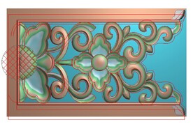 藏式洋花夹花花结精雕图