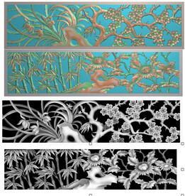 梅兰竹菊镂空精雕图