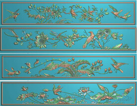 花鸟围板梅兰竹菊抽屉写字台