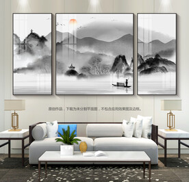 抽象山水画客厅装饰画沙发背景画