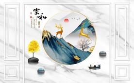 新中式电视背景墙装饰画图片