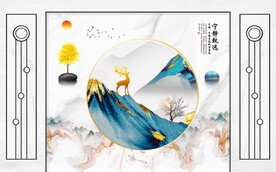 新中式电视背景墙装饰画图片