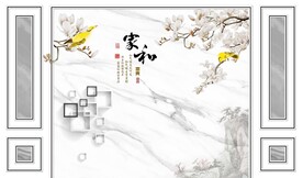 新中式电视背景墙装饰画图片