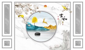 新中式电视背景墙装饰画图片