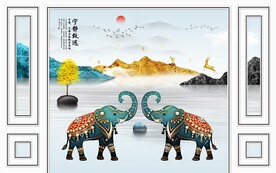 新中式电视背景墙装饰画图片