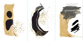 侘寂风抽象金色油画玄关装饰画