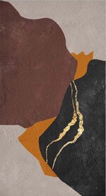 侘寂风抽象金色油画玄关装饰画